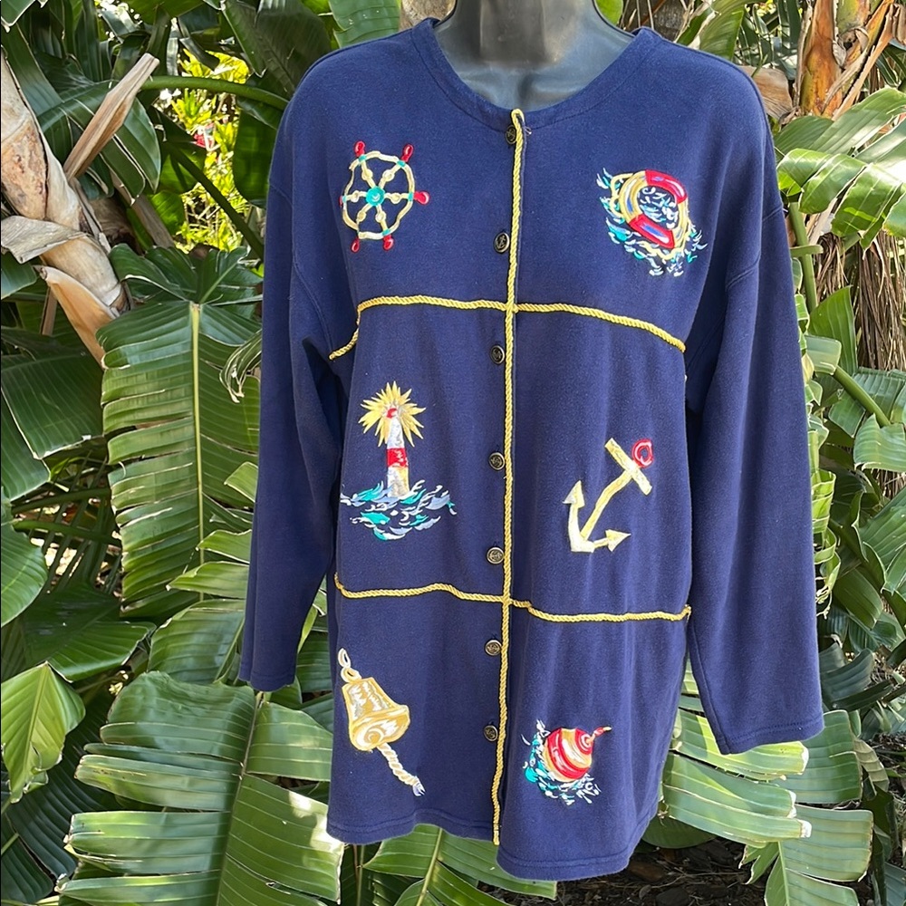Chaus top with marine or boating motifs